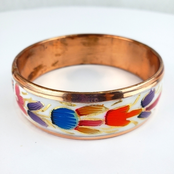 COPPER Handmade Bangle Statement Bracelet Butterfly Floral Bracelet - Picture 3 of 12